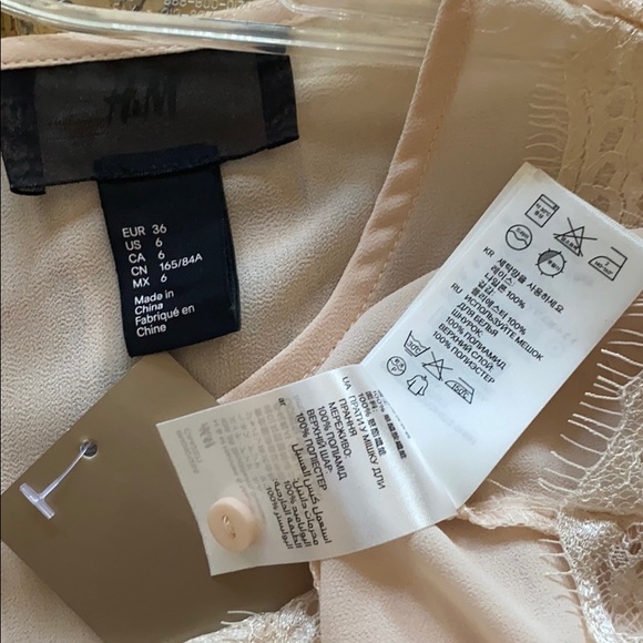 NWT HM H&M NEW YORK CITY STORE IVORY BOHO EMBROIDERED SHEER TOP LACE BLOUSE TOP - Picture 14 of 16